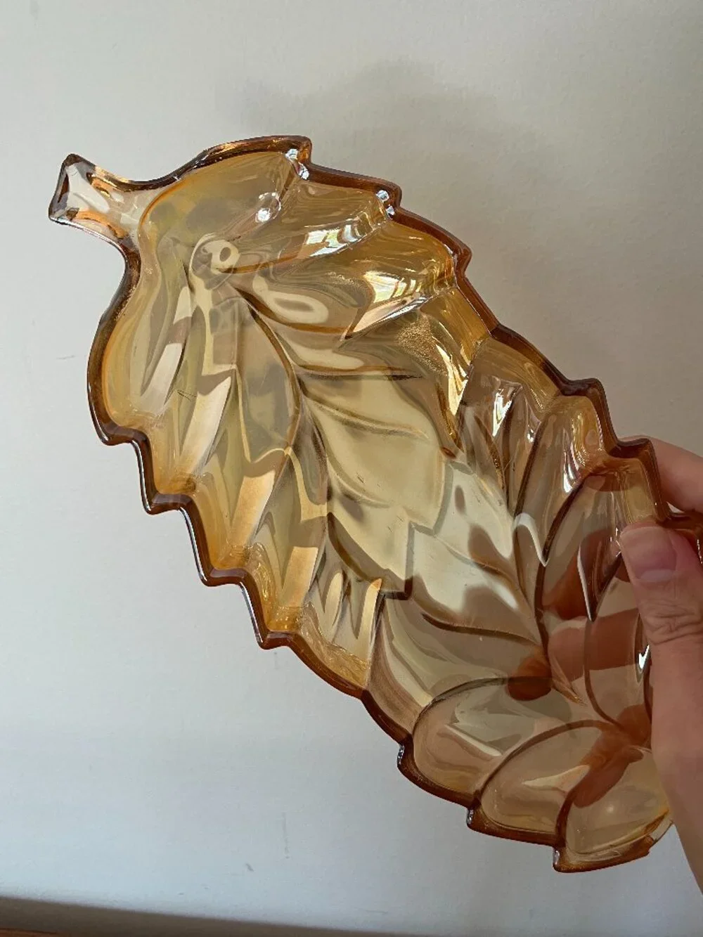 Fall Leaf Candy Dish - Carnival Glass